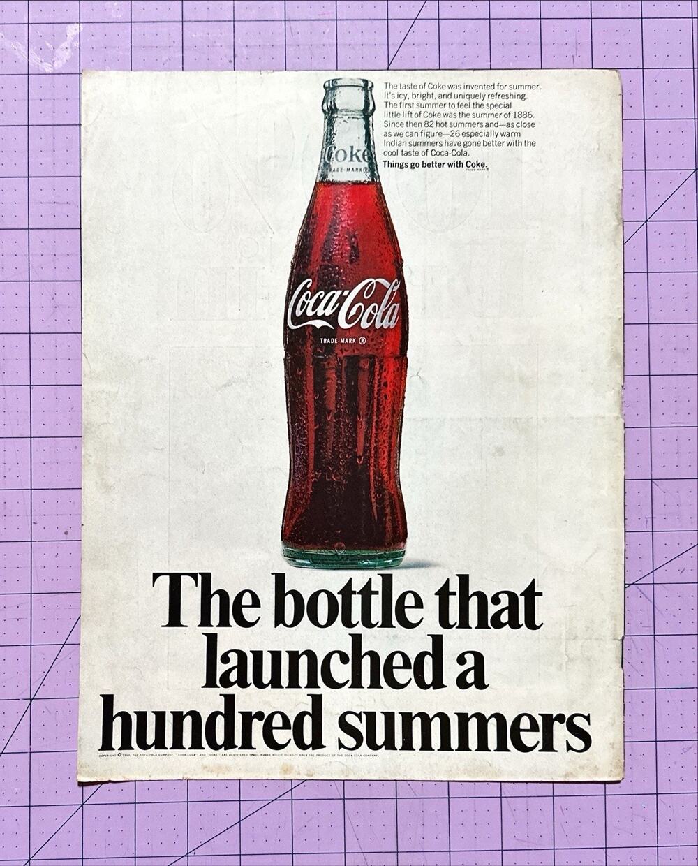 1969 VTG Magazine Original Ad Coca Cola Coke Bottle That Launched 100 Summers